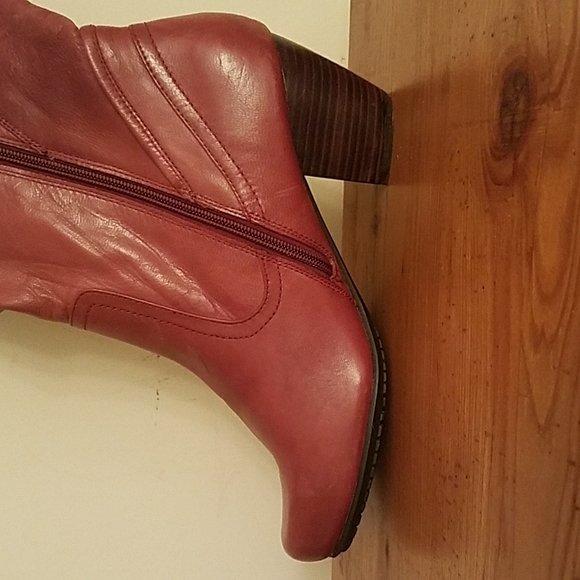 Burgundy Leather Boots (Fits wider calf) - Picture 5 of 5